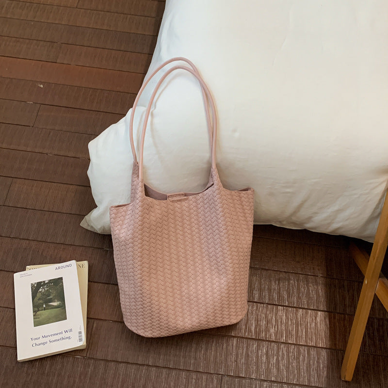 Women's Retro Mori Style Woven Fashion High Sense Large Tote Bag