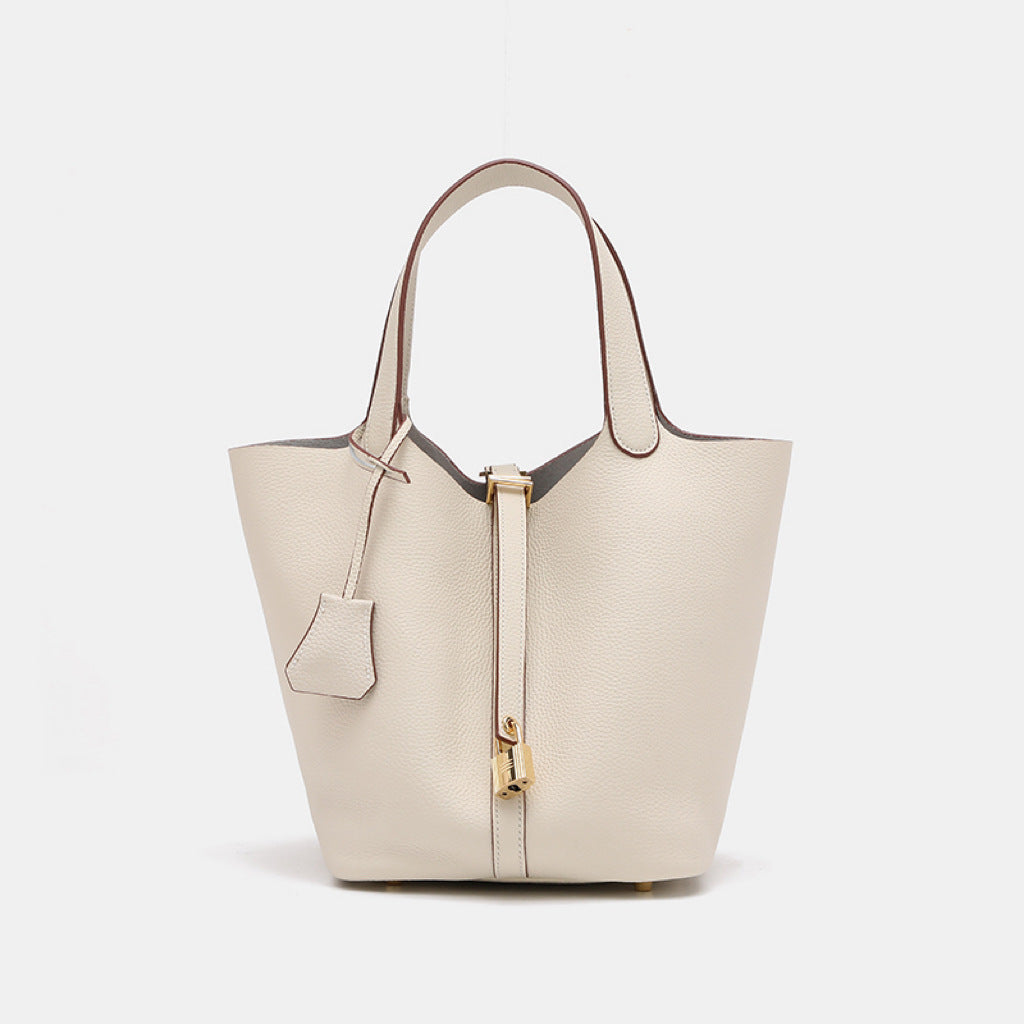 Vegetable Large Genuine Leather Hand Commuter Bucket Bag