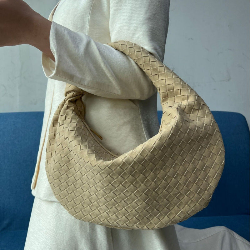 Large Frosted Woven Handmade Underarm Commute Shoulder Bags