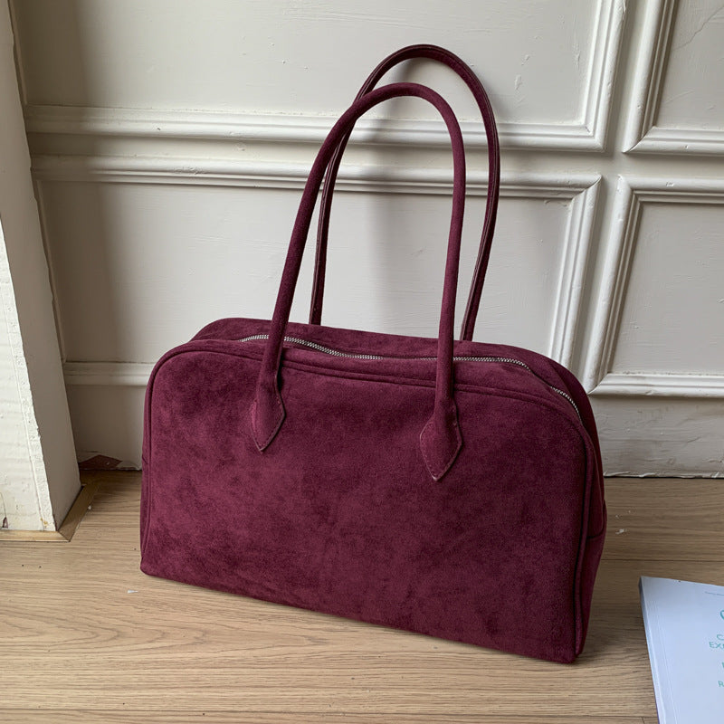 Women's Suede Frosted Vintage Boston Large Capacity Tote Bag