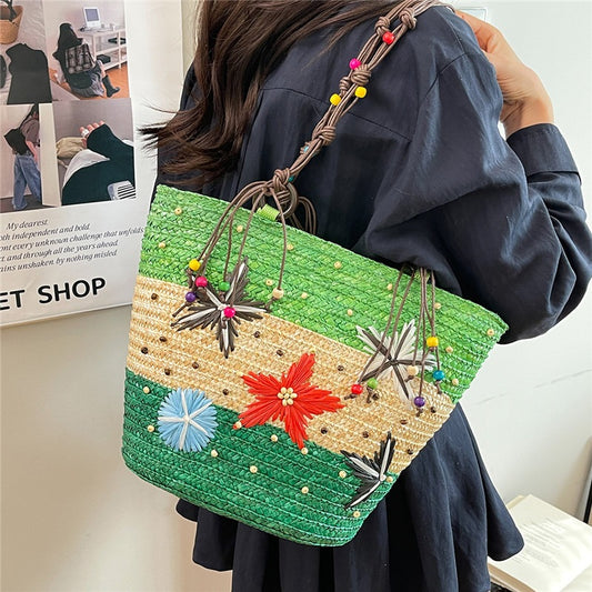 Women's Knitted Hand-woven Flower Beach Holiday Shell Women's Shoulder Bag