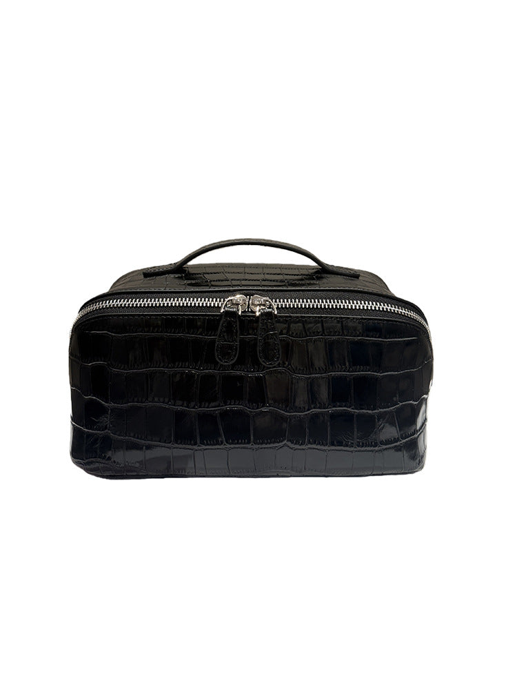 Premium Genuine Leather Large Capacity Convenient Wash Makeup Bag