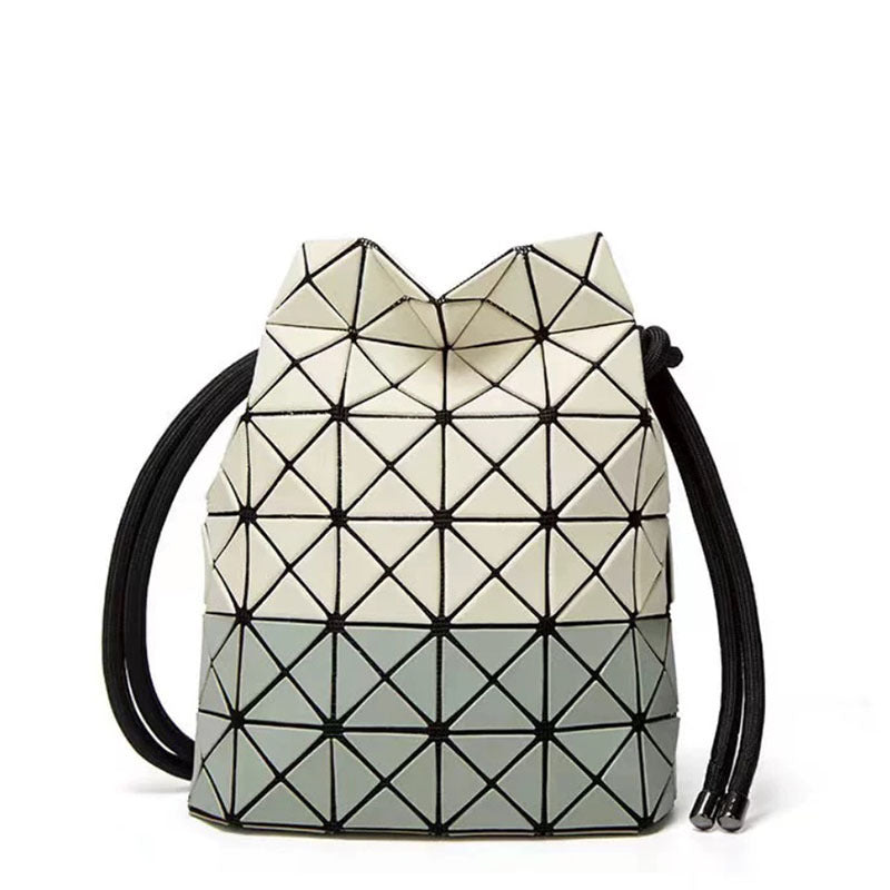 Women's House Drawstring Geometric Cutting Piece Type Large Bucket Bag