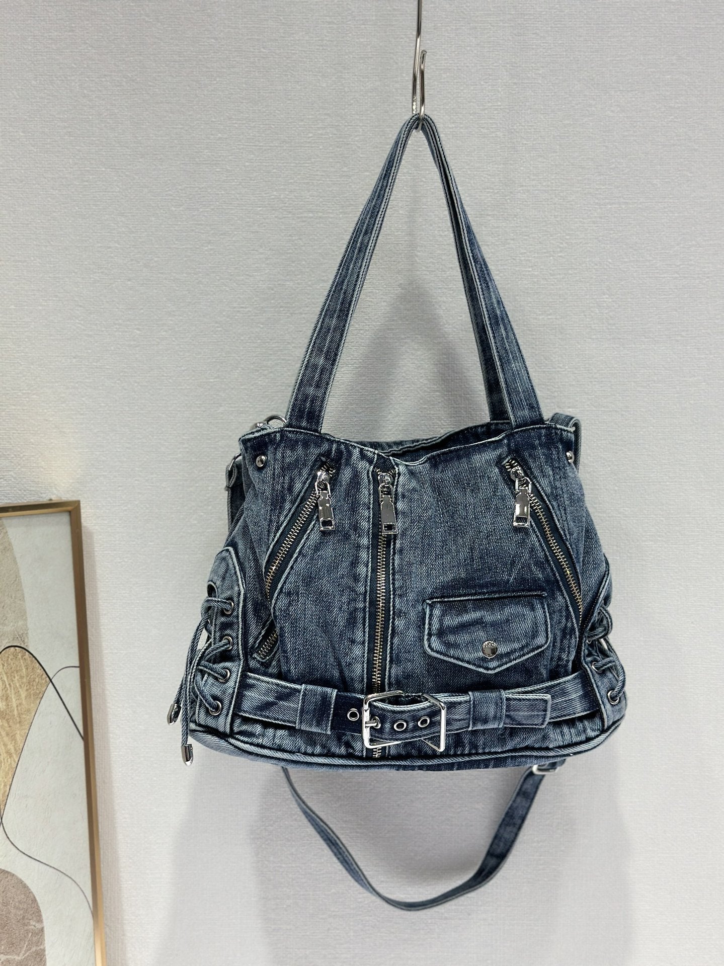 Fashion Denim Washed Punk Motorcycle Hot Top Bags