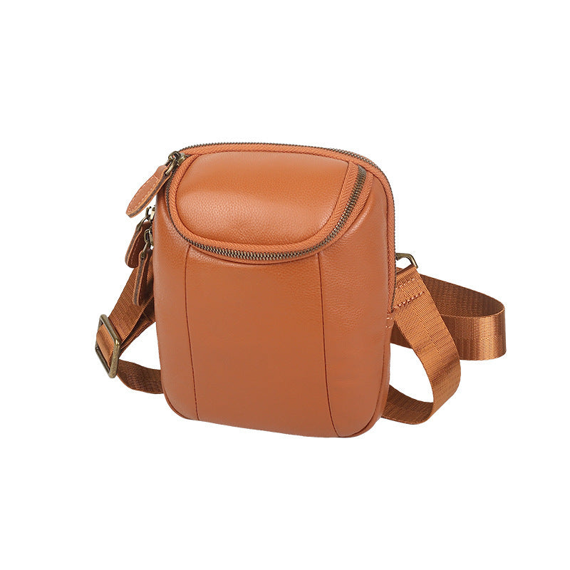 Men's First Layer Cattlehide Leather Fashion Mini Men's Messenger Bag