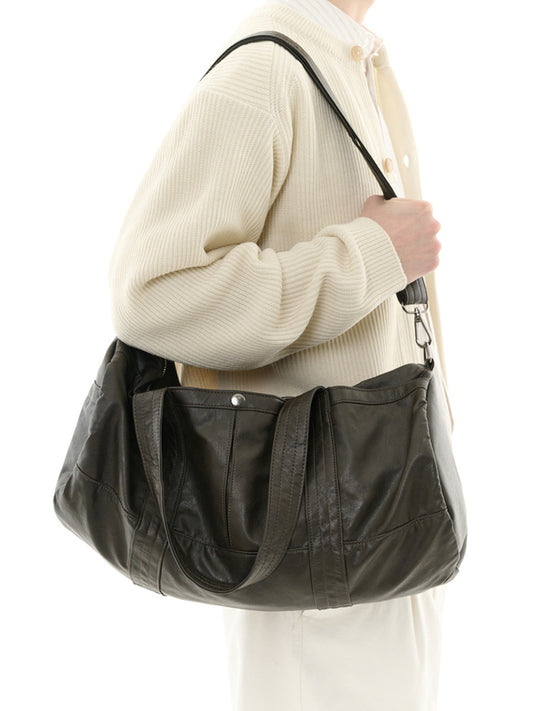 Fashion Trendy Soft Leather Large Capacity Leisure Gymnastic Valise Bucket Bags