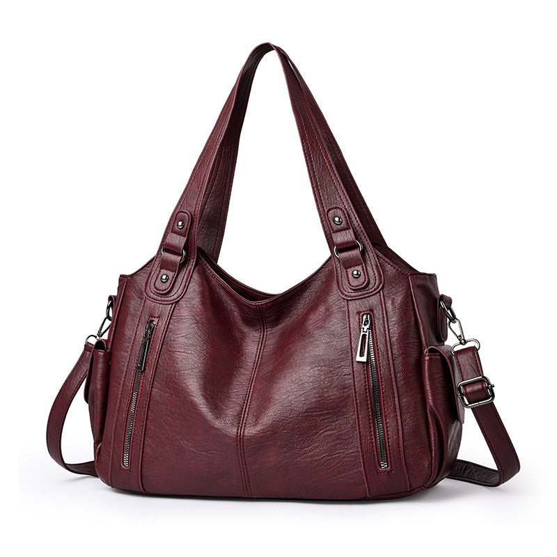 Women's Capacity Advanced Texture Soft Leather Commuter Tote Bags