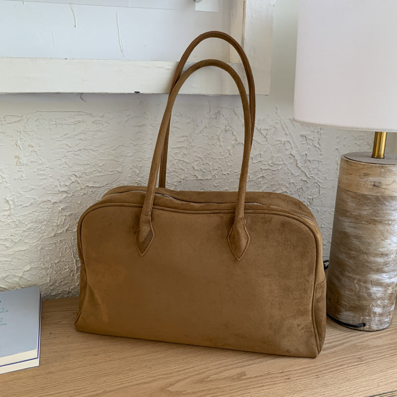 Women's Suede Frosted Vintage Boston Large Capacity Tote Bag