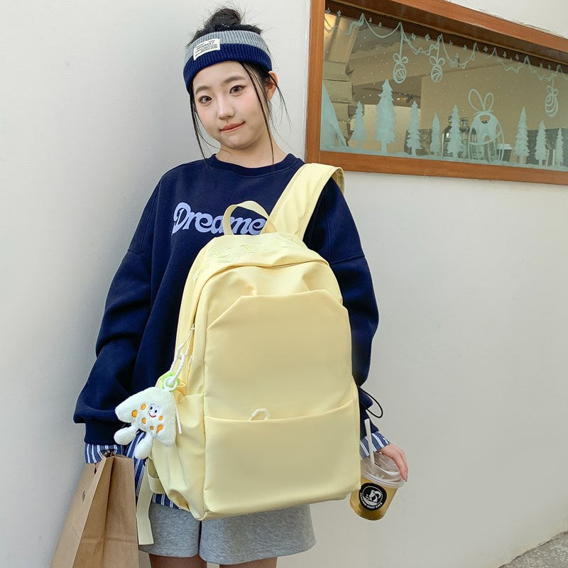 College Cute Pure Color Versatile Large Capacity Leisure Backpack