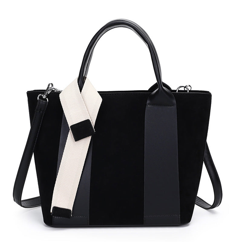 New Women's Retro Stitching Simple Versatile Bucket Bag