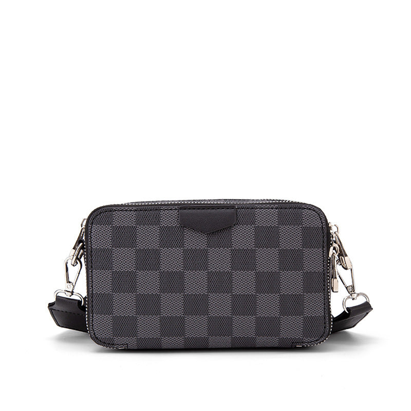 Men's Fashion Waterproof Horizontal Plaid Multifunctional Mobile Men's Messenger Bag
