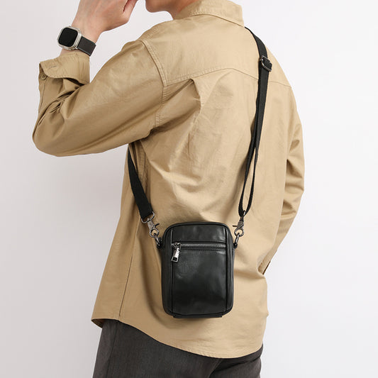 Men's Fashion Cowhide Korean Style Mini Sized Men's Messenger Bag