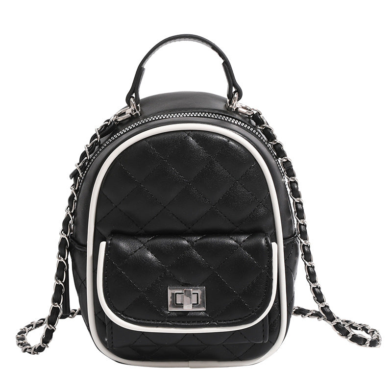 Rhombus Embroidery Thread Size Portable Fashion Women's Backpack