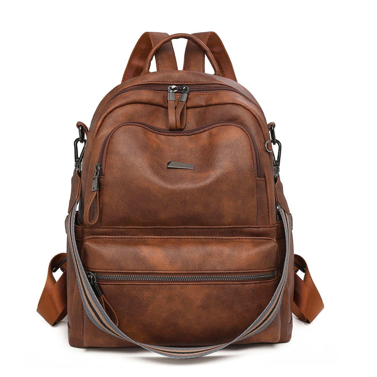 Women's Fashionable Korean Style Versatile Fashion Soft Leather Large Backpacks