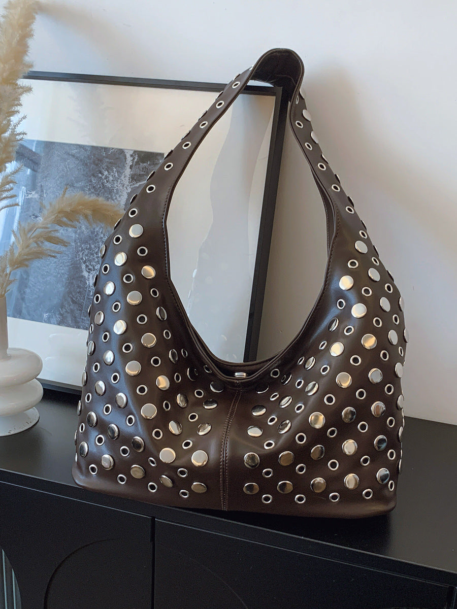 Women's Summer Cool Personality Dot Rivet Portable Underarm Bag