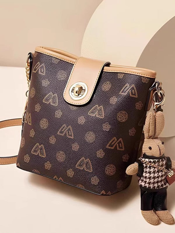 Women's Stylish Good Texture Printed Niche Design Bucket Bag