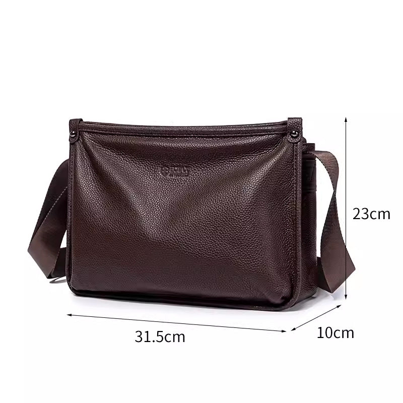 Men's First Layer Cowhide Business Genuine Leather Premium Mobile Men's Messenger Bag