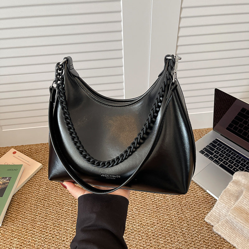 Women's Capacity Soft Leather Textured Retro Affordable Luxury Simple Underarm Bag