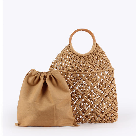 Simple Solid Color Woven Daily Handmade Cotton String Women's Handbag
