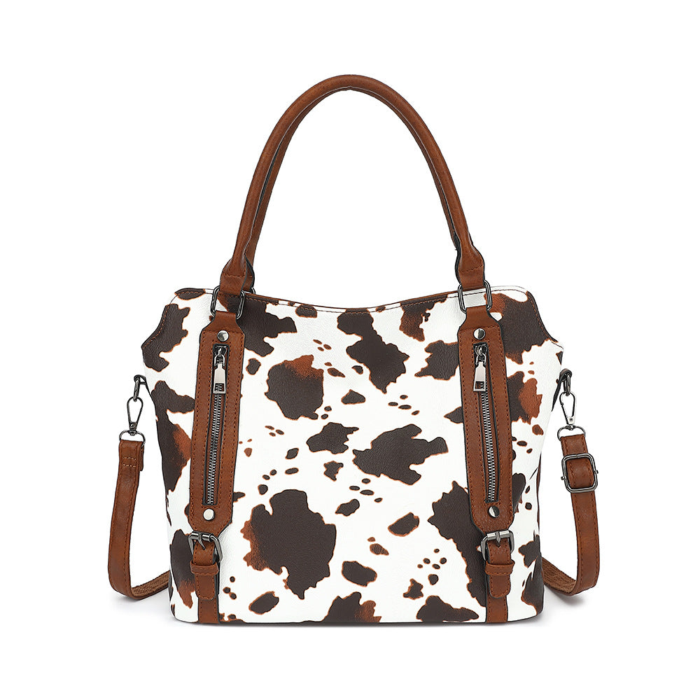 Women's Fashionable Retro Commuter Milk Pattern Son Bags