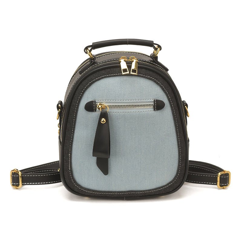 Denim Contrast Color Retro Popular College Women's Backpack