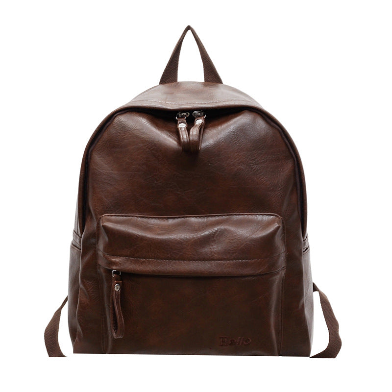 Women's Vintage Fashion Simple Leather Female College Large Capacity Versatile Backpacks