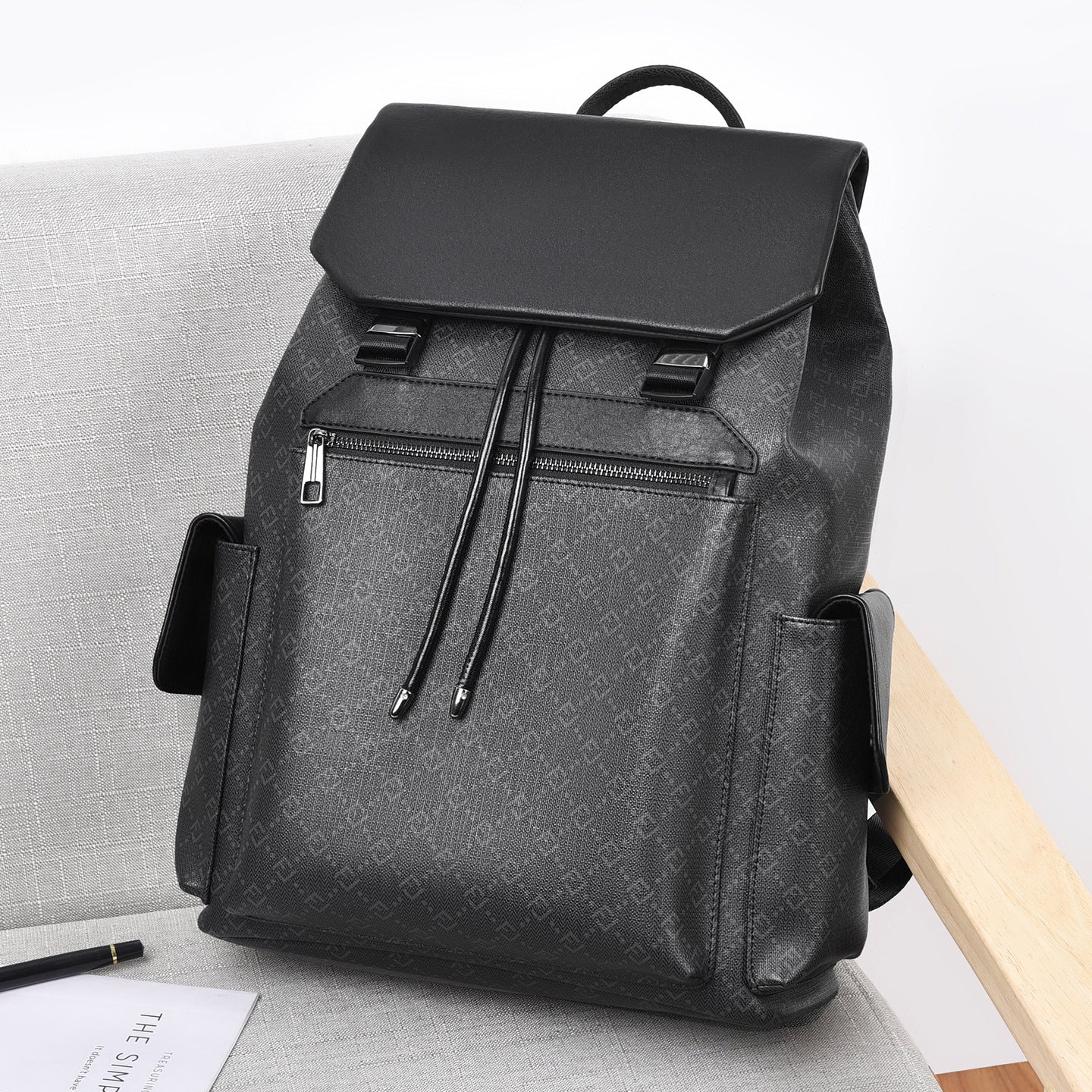 Men's Fashion Large Capacity Plaid Minimalist Printable Business Backpack