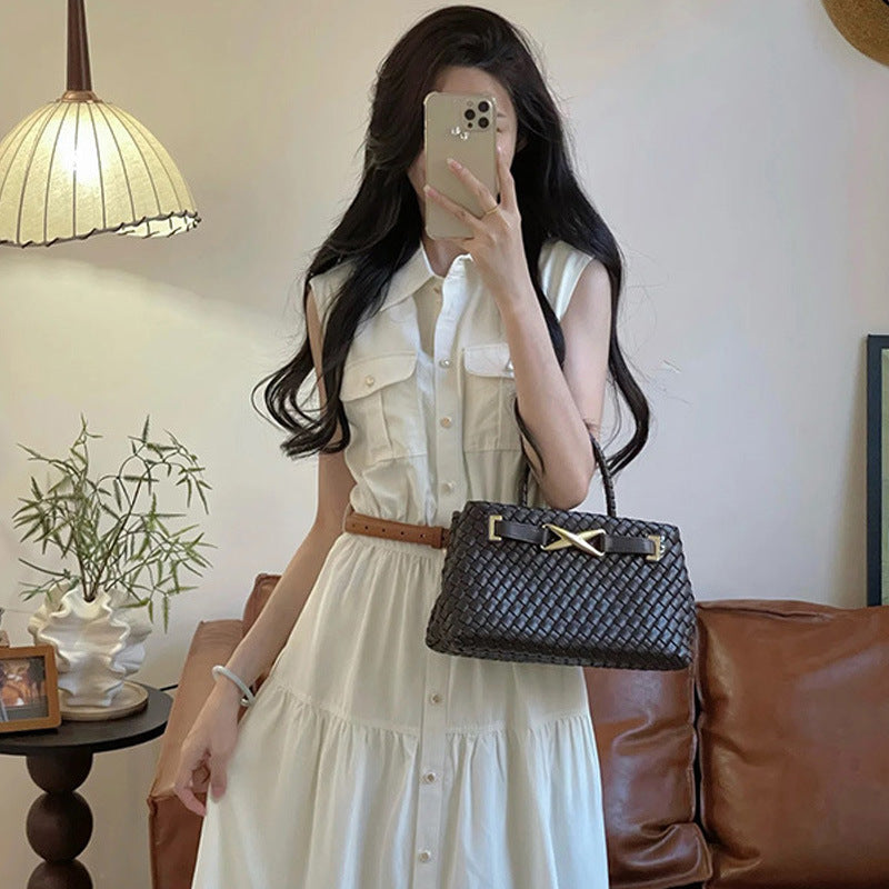Women's Metal High-grade Woven Clutch Temperament Wild Women's Handbag