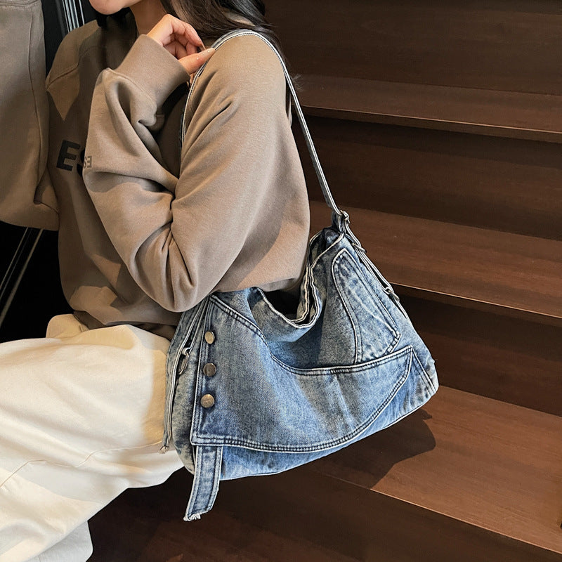 Women's Denim Fashion High-grade Large Capacity Commuter Women's Shoulder Bag
