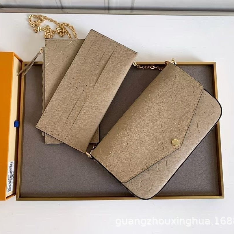 Women's Three-in-one Envelope Fashion Embossed Chain Women's Messenger Bag