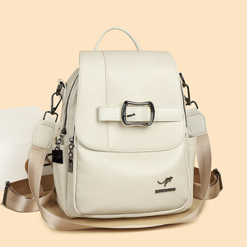 Women's Trendy Texture Soft Leather Korean Fashionable Backpacks