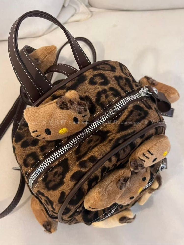 Niche Hot Leopard Print Storage Carrying Backpacks