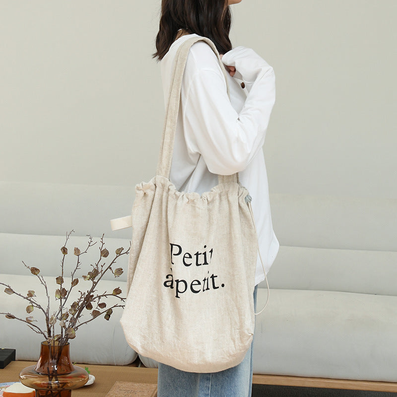 Women's Leisure Cotton Linen Fashion Letters Printed Women's Shoulder Bag