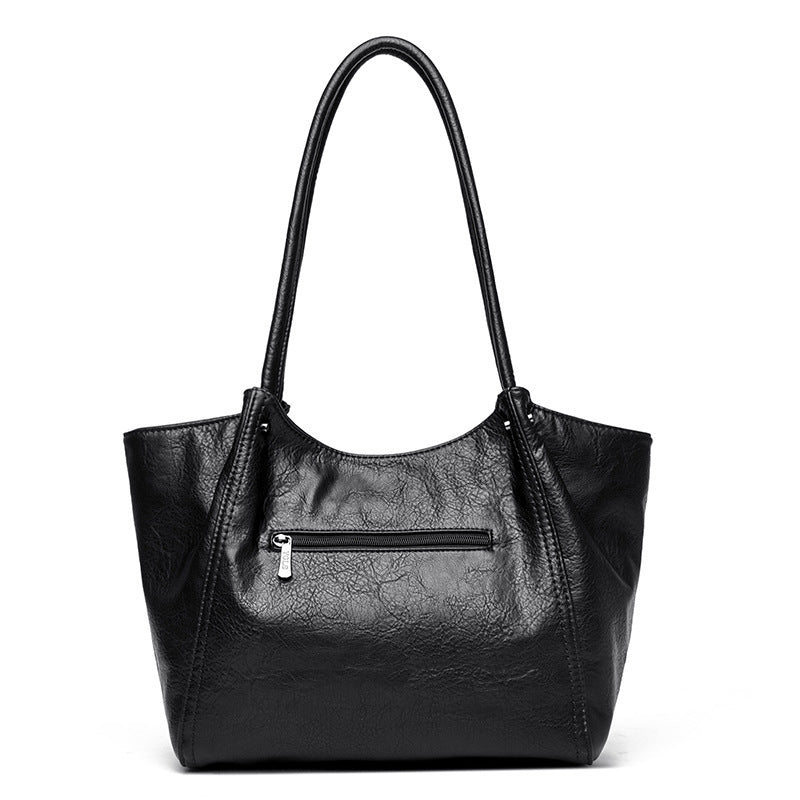 Women's Simple Commuter Large Capacity Fashion Underarm Genuine Tote Bags