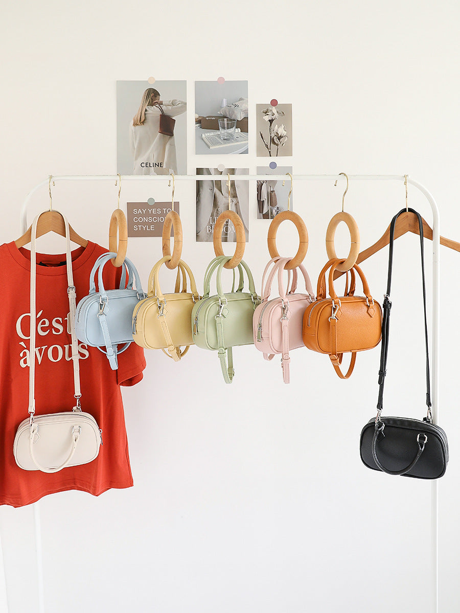 Women's Retro Simple Portable Boston Solid Color High Sense Soft Leather Women's Messenger Bag