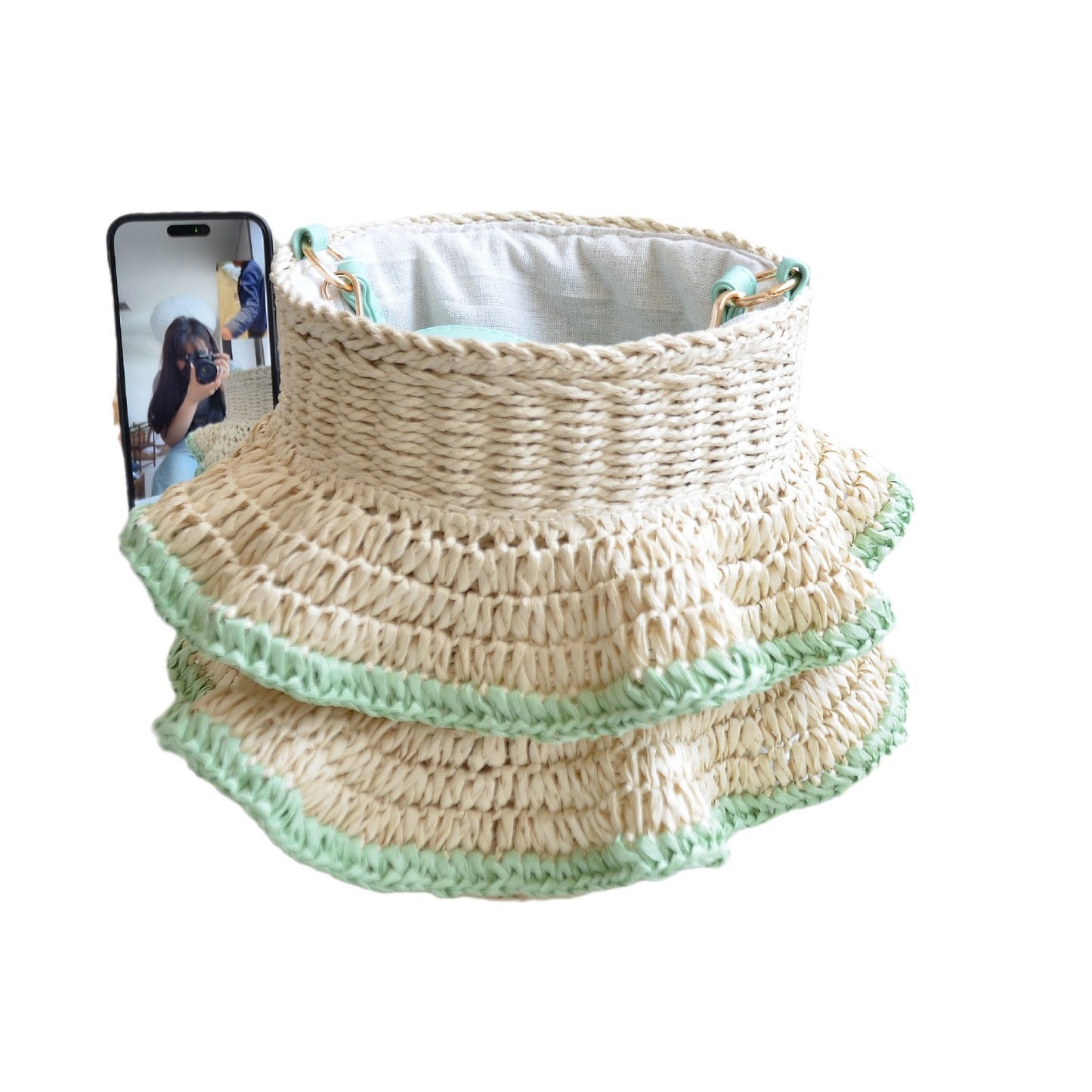 Women's Cute Skirt Hand-held Straw Woven Vacation Style Bags