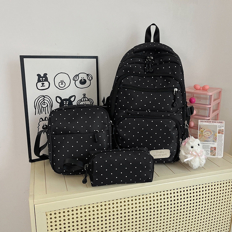 Spring Good-looking Cute Refreshing Polka Dot Large Capacity Backpacks