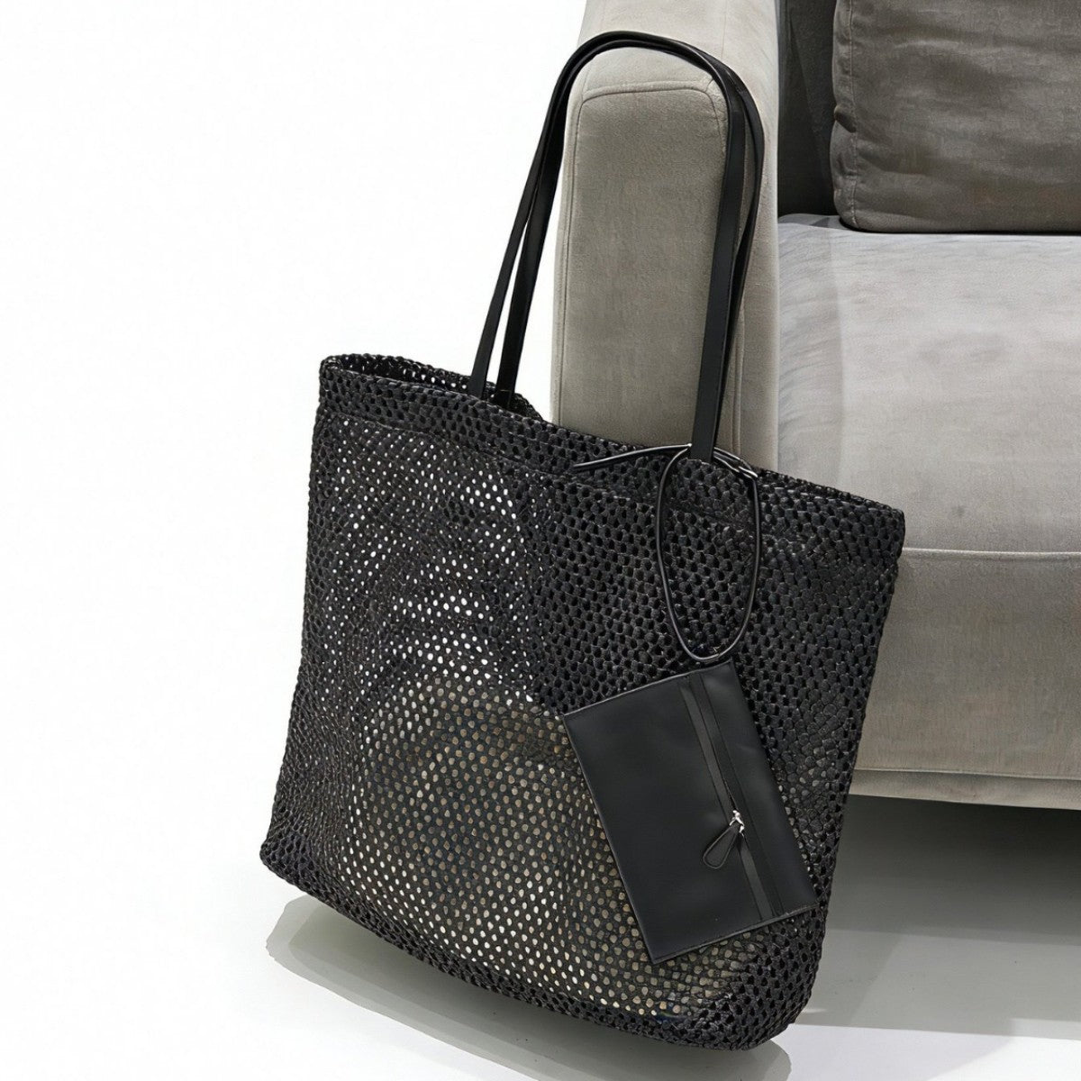 Women's Large Capacity Leisure Shopping Summer Net Pocket Woven Bags