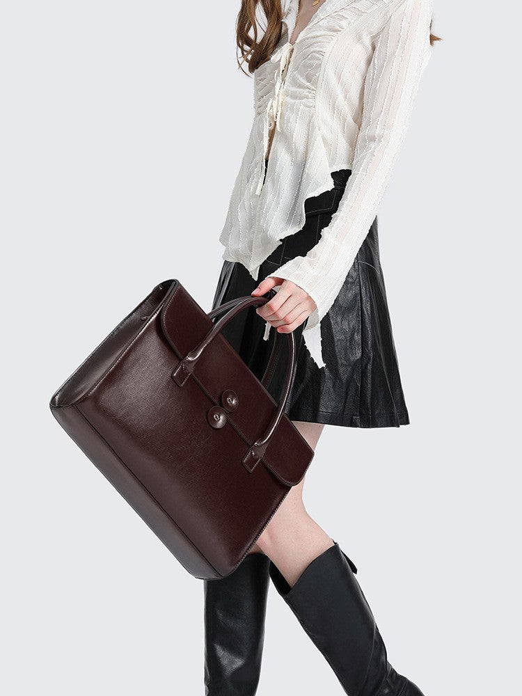 Women's Genuine Leather Computer Retro High-grade Light Luxury Business Portable Large Bags
