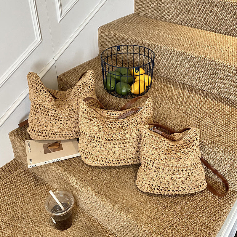 Women's Straw Woven Large Capacity Crocheted Commuter Underarm High-grade Bags