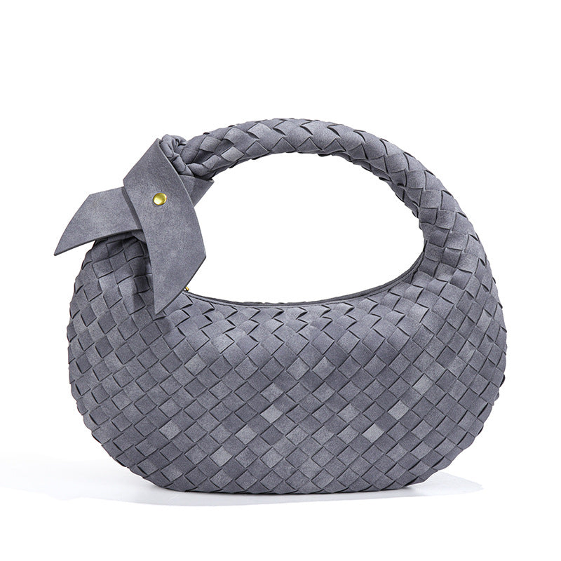 Suede Dumpling Hand-woven Knotted Clutch High-grade Underarm Bag