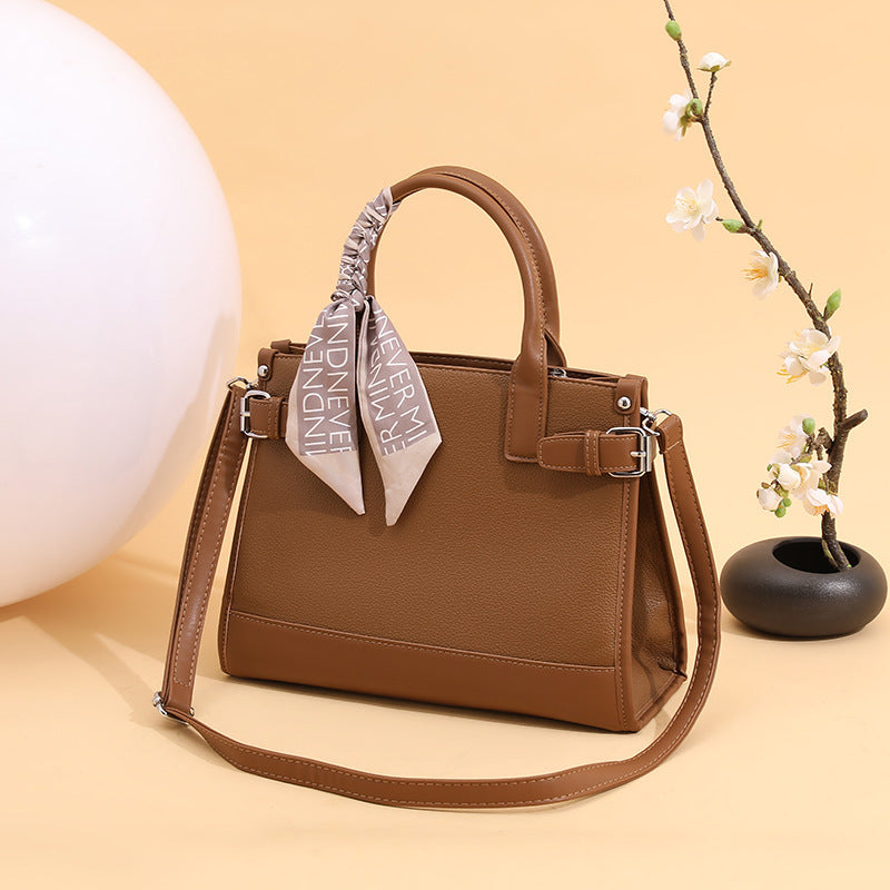 Women's Fashion Large Capacity Simple With Silk Scarf Women's Messenger Bag
