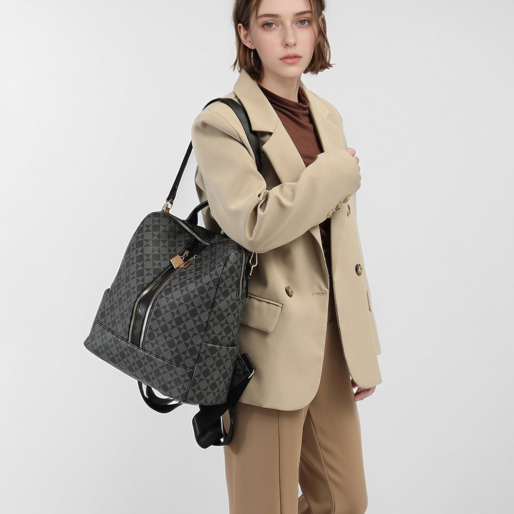 Slouchy Printed Large Capacity Chessboard Mummy Leisure Backpack