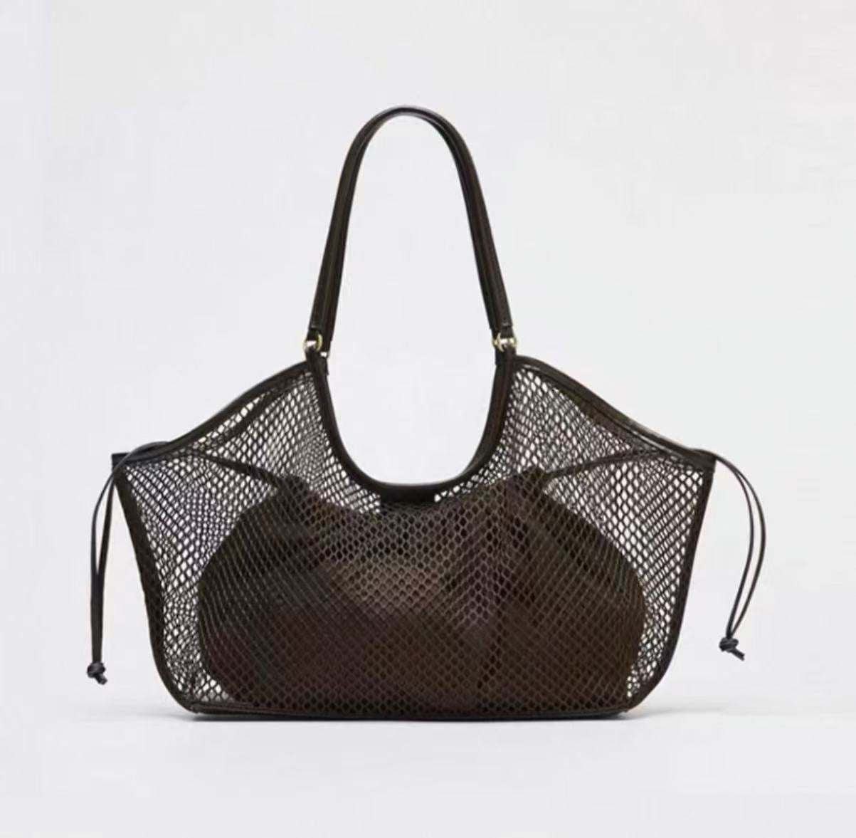 Women's Large Capacity Beach Hollow Mesh Vacation Women's Shoulder Bag