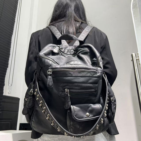 Women's Fashion Hot Washed Old Studded Large Bags