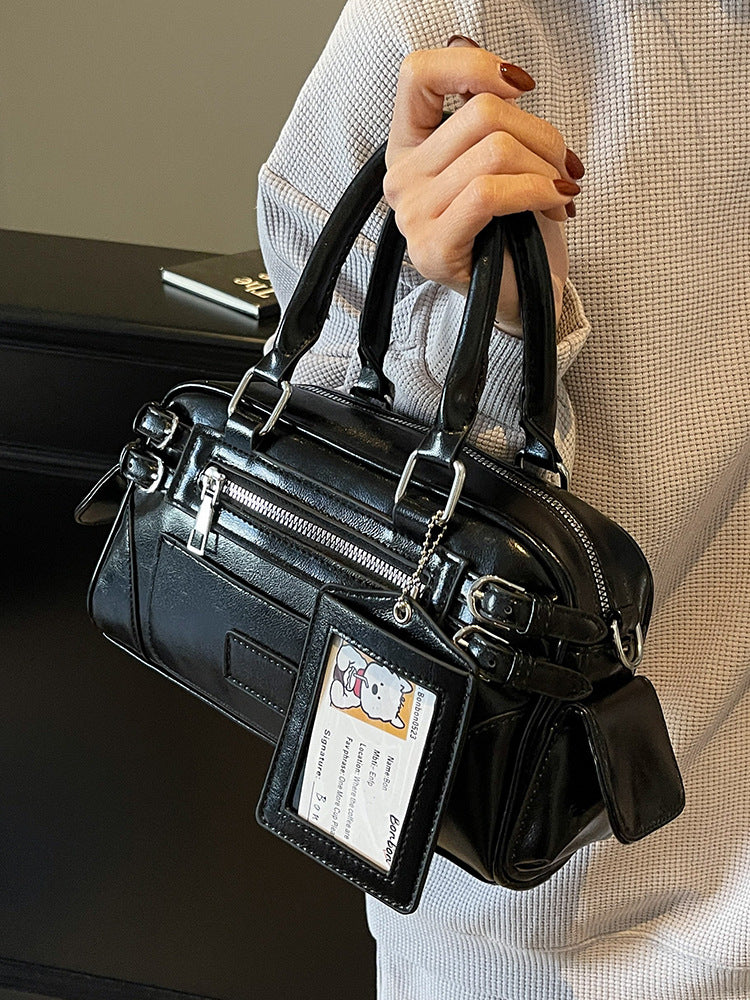Women's Locomotive Style Personality Boston Commute Advanced Texture Bags