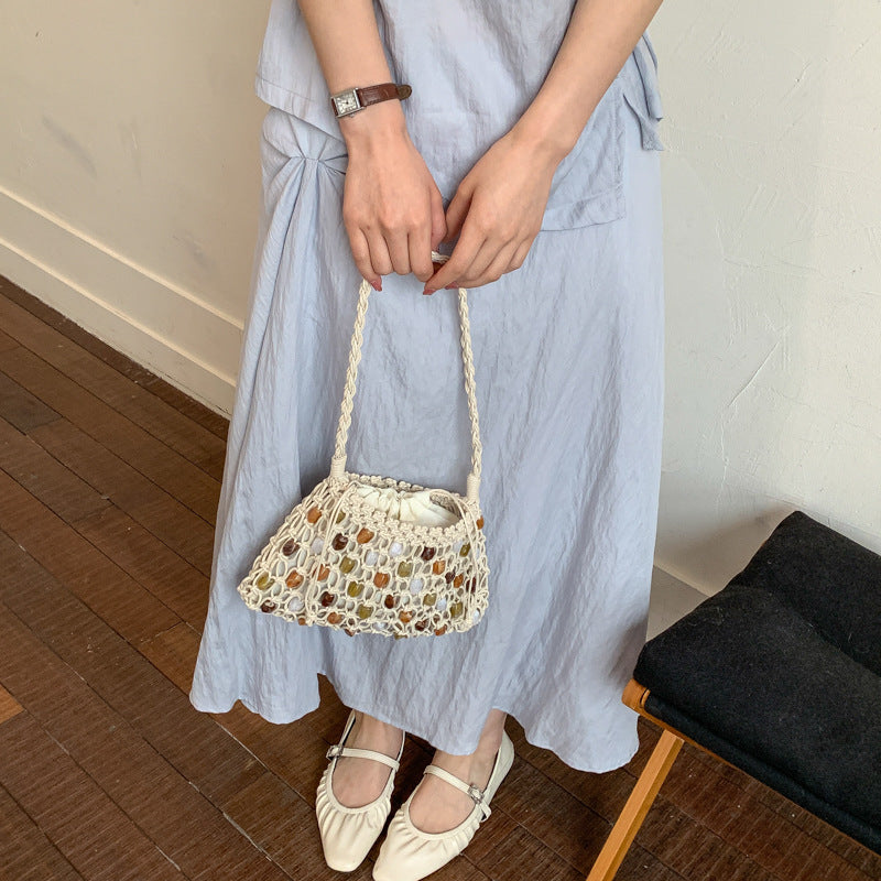 Women's Bohemian Style Hand-woven Fashion Holiday Underarm Bucket Bags