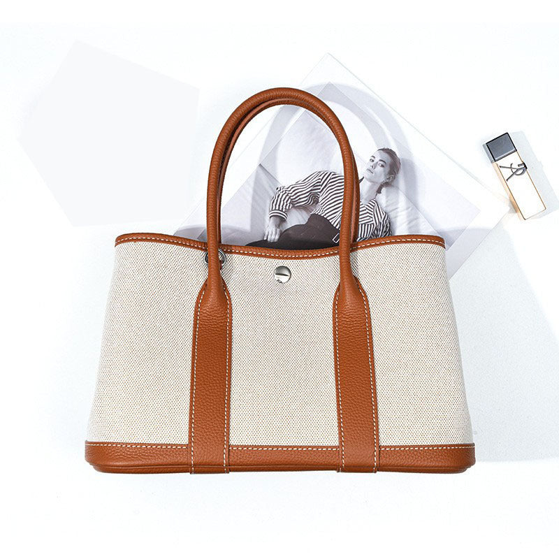 Women's High Sense Leather Genuine Large Capacity Canvas Women's Handbag