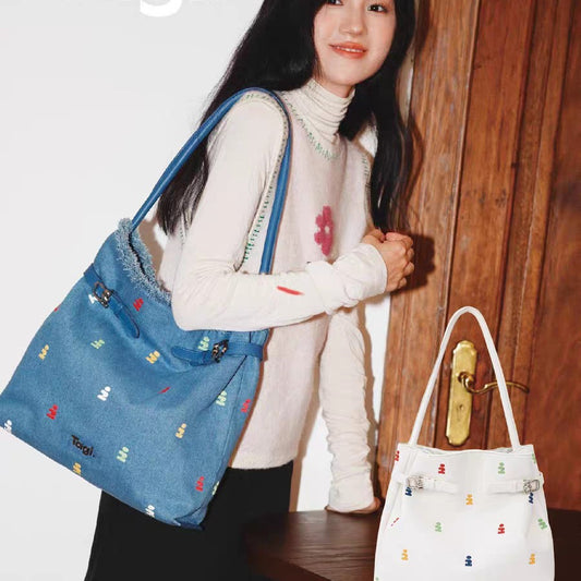 Imagination Straw Commuter Large Capacity Canvas Portable Tote Bag