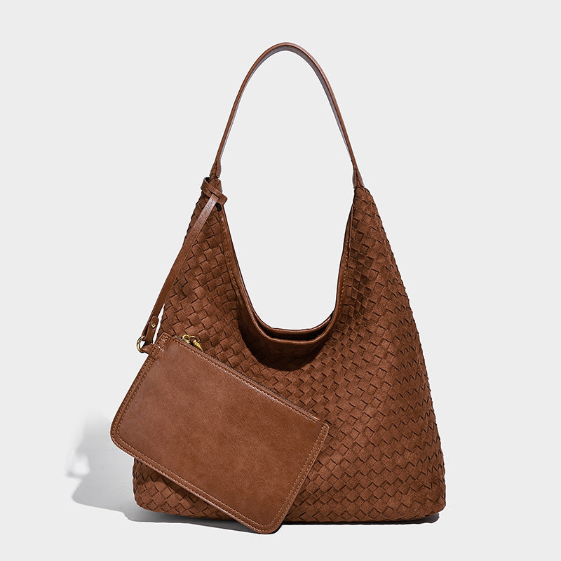 Women's Leather Hand-woven Commuter Simple Large Capacity Design Tote Bag